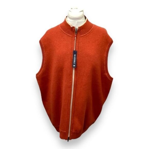 Cremieux Mens Sleeveless Full Zip Reversible Cardigan Sweater, Beige, size XXL - Picture 2 of 7